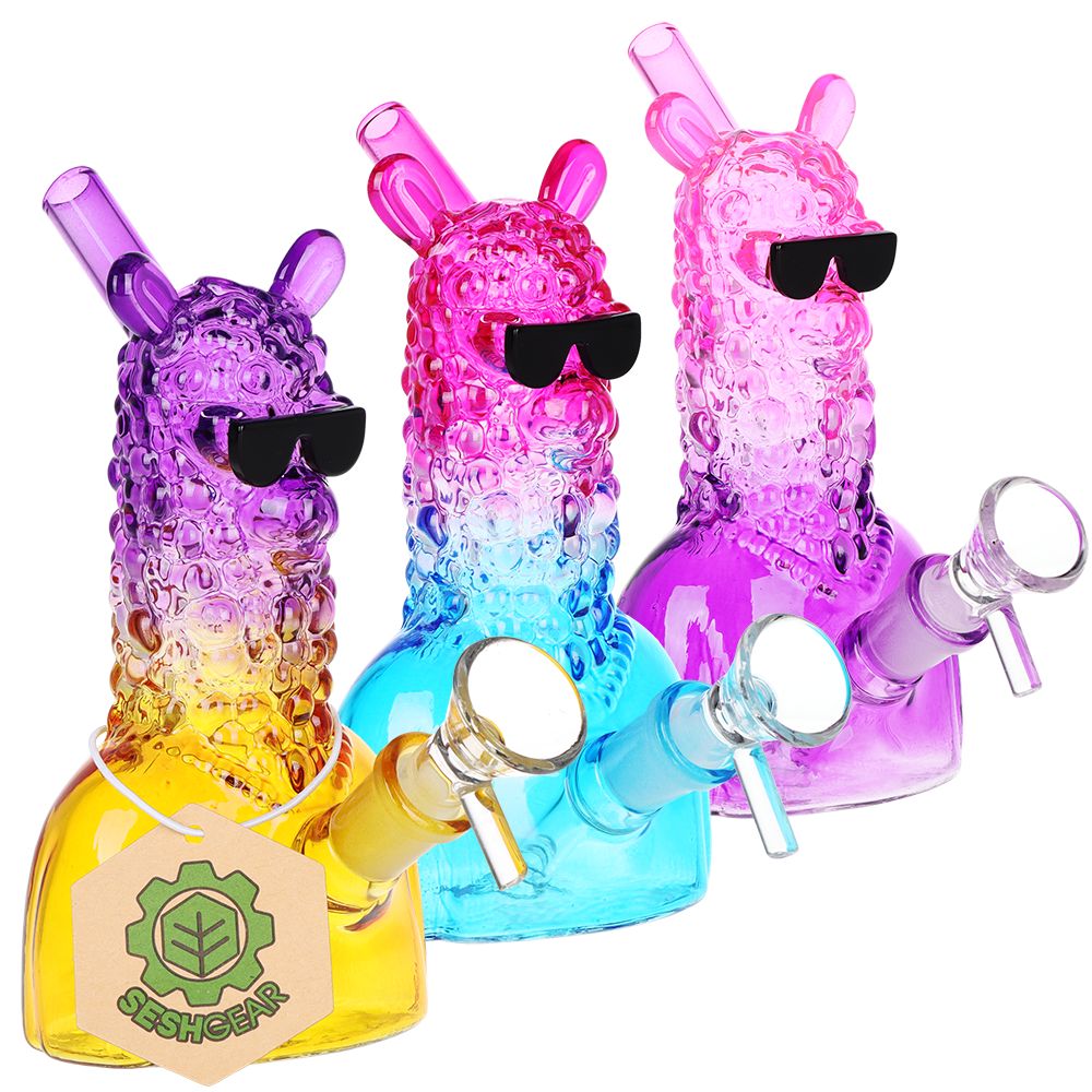 SesGear Laid Back Llama Water Pipe - 6" / 14mm 3ct F / Assorted Ombre Colors