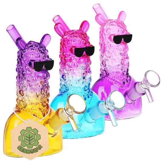 SesGear Laid Back Llama Water Pipe - 6" / 14mm 3ct F / Assorted Ombre Colors