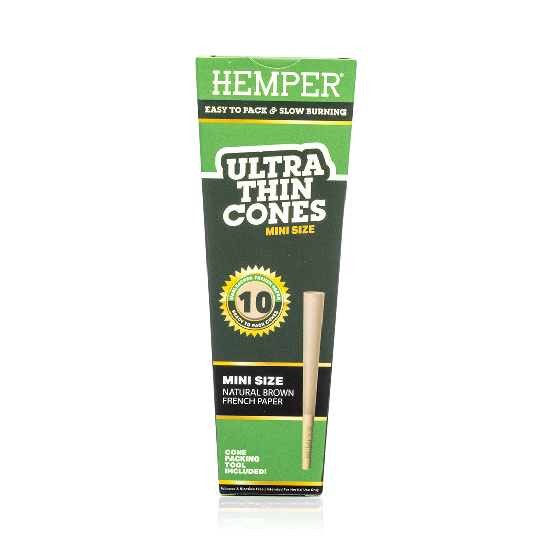 Hemper 10PK Pre-Rolled Mini Cones | Unbleached Paper - 24ct Display
